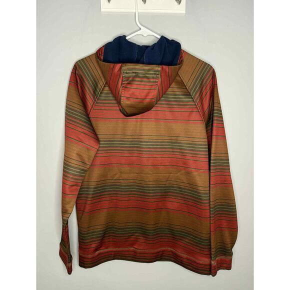 Burton Peak Striped Long Sleeve Full Zip Fleece Lined Hoodie Brown Multi Men's S - Picture 3 of 10